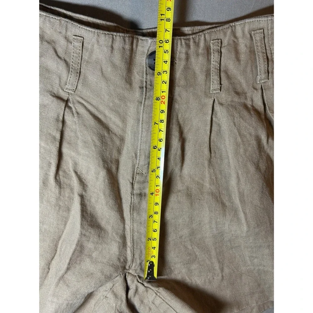 Banana Republic Petite Khaki Tan 100% Linen Pleated High Rise Shorts Women 00P - Picture 9 of 9